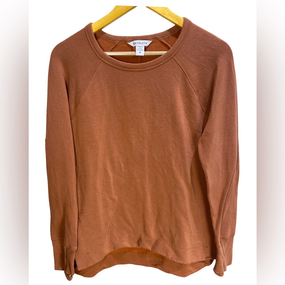 Athleta Burnt Copper Crewneck Sweatshirt Women’s‎ Medium Soft Fleece Cozy Sporty